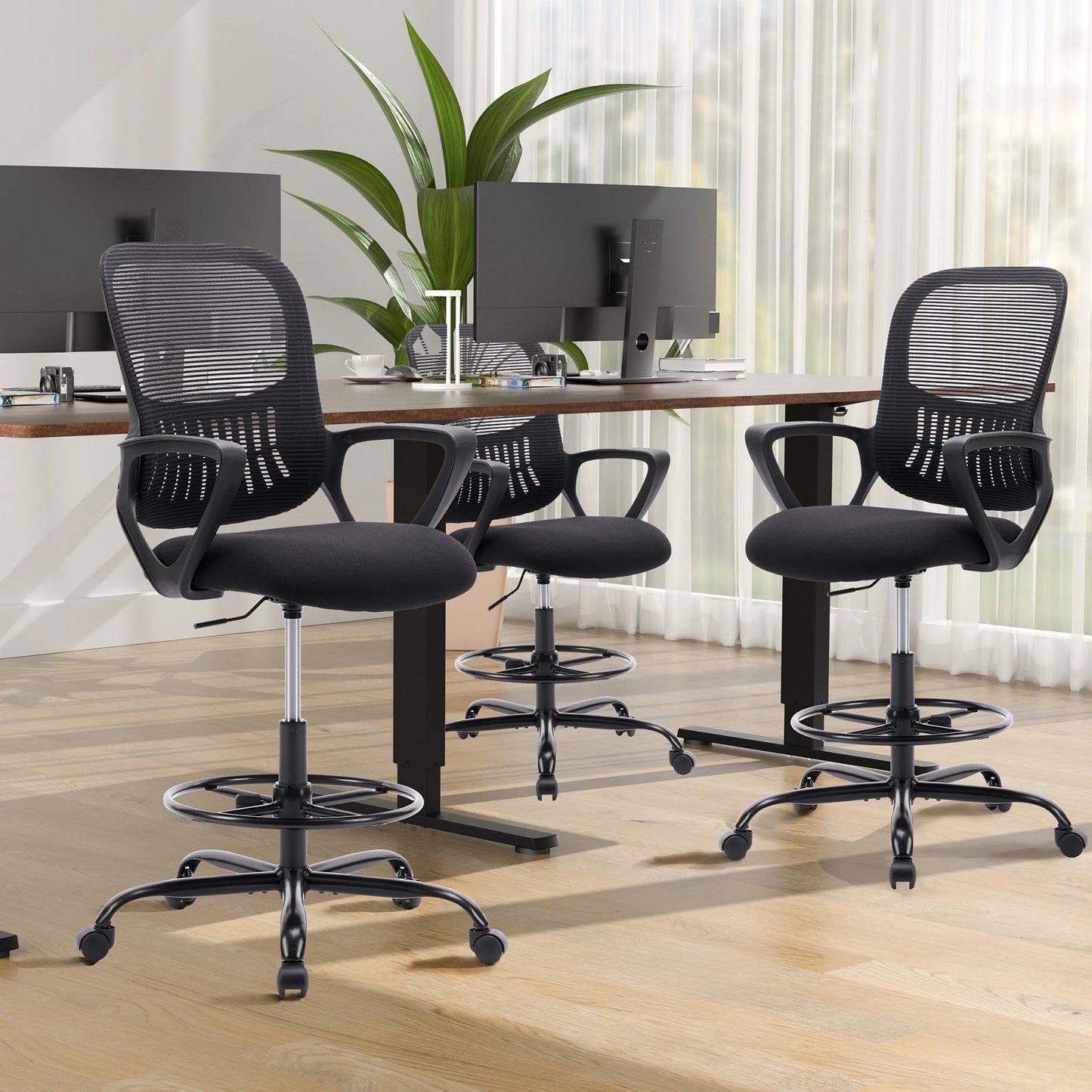 MCQ Tall Drafting Office Chair Ergonomic High Stool Computer with Adjustable Height and Comfy Lumbar Support Swivel Office Chair
