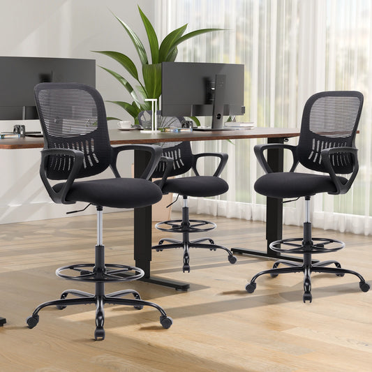 MCQ Tall Drafting Office Chair Ergonomic High Stool Computer with Adjustable Height and Comfy Lumbar Support Swivel Office Chair