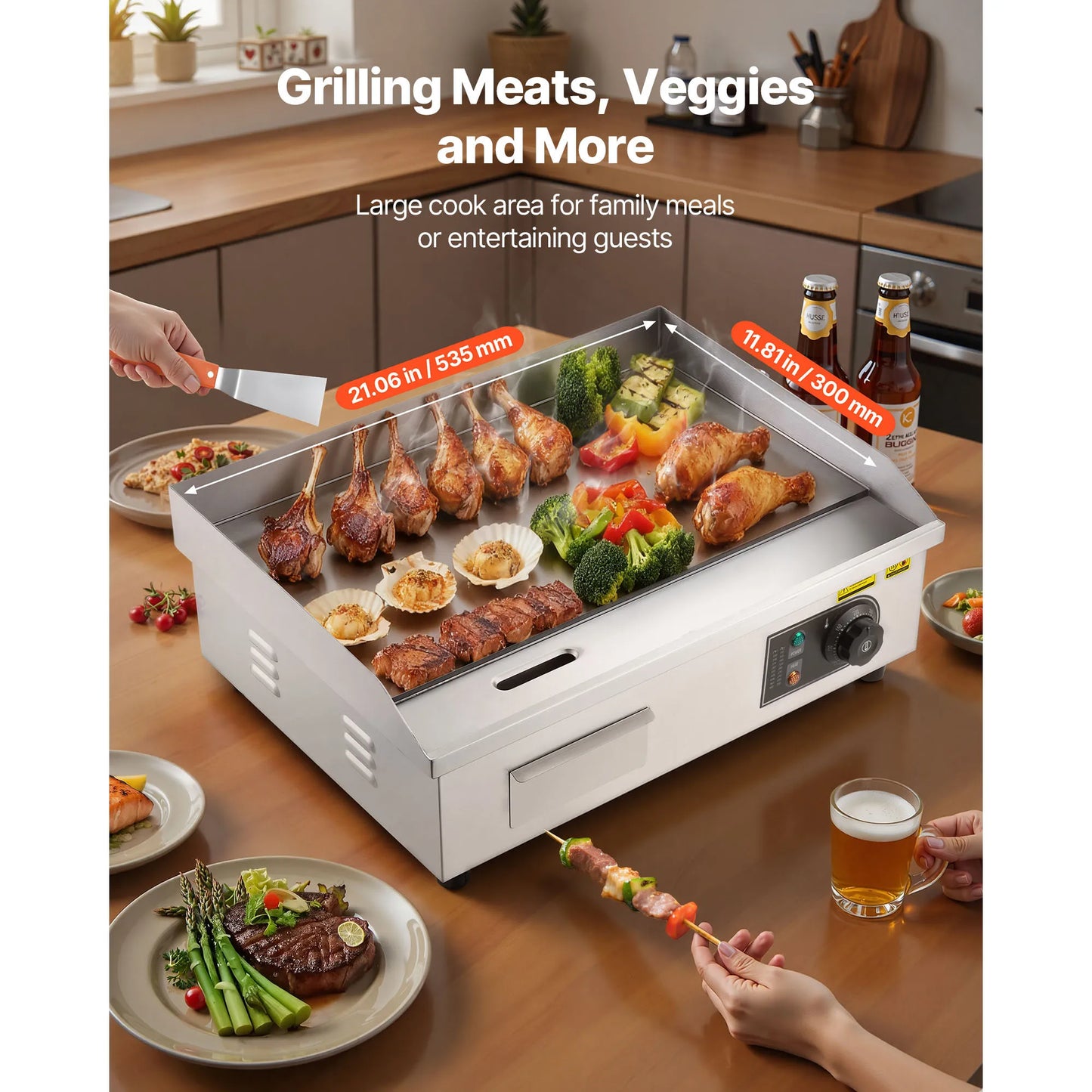 SucceBuy Commercial Electric Griddle With Adjustable Temperature Control