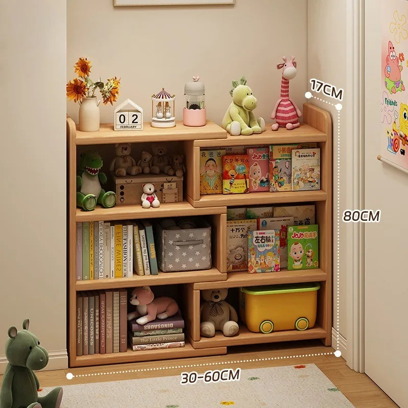Modern Wooden Corner Bookshelf With Multilayer Storage Design