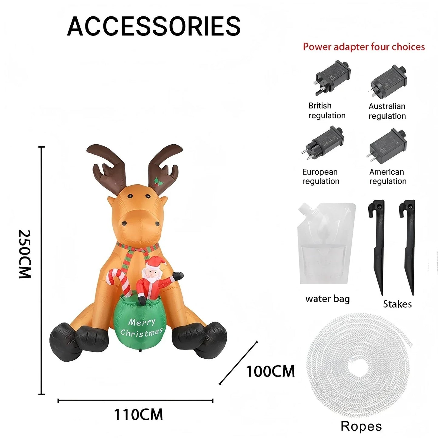 8.2FT LED Light Xmas Inflatable Santa Claus Reindeer Toys Yard Party Decoration Home Ornaments Supplies Christmas Holiday Gifts