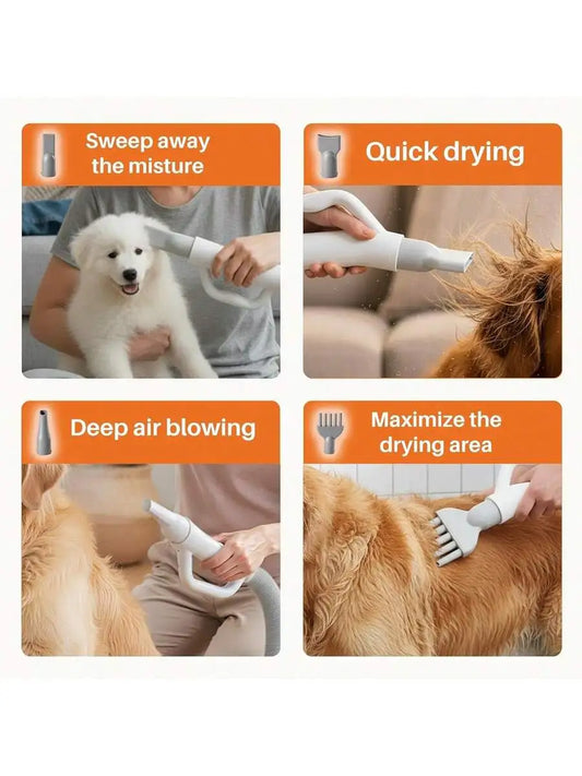 Sweetcrispy Dog Hair Dryer, 1550W High Velocity Pet Blow Dryer With Heater For Grooming, Speed Temperature Adjustable Dog