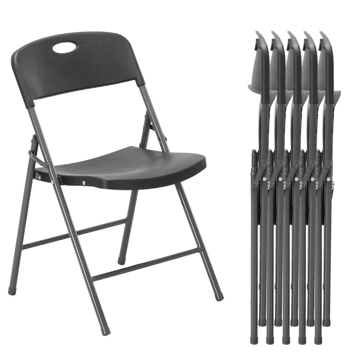JHK Stackable Folding Chairs With Ergonomic Back for Home Dining Sets