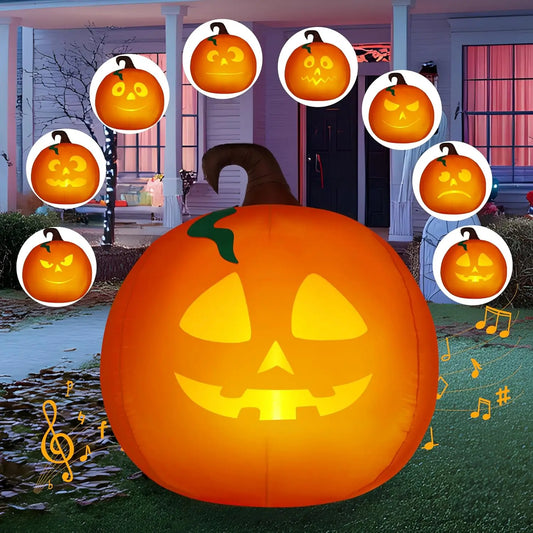Joyfy Inflatable Pumpkin Projector Face Music Halloween Outdoor Decor