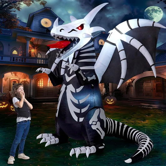 Joyfy Skeleton Dragon Halloween Outdoor Inflatable LED Decoration