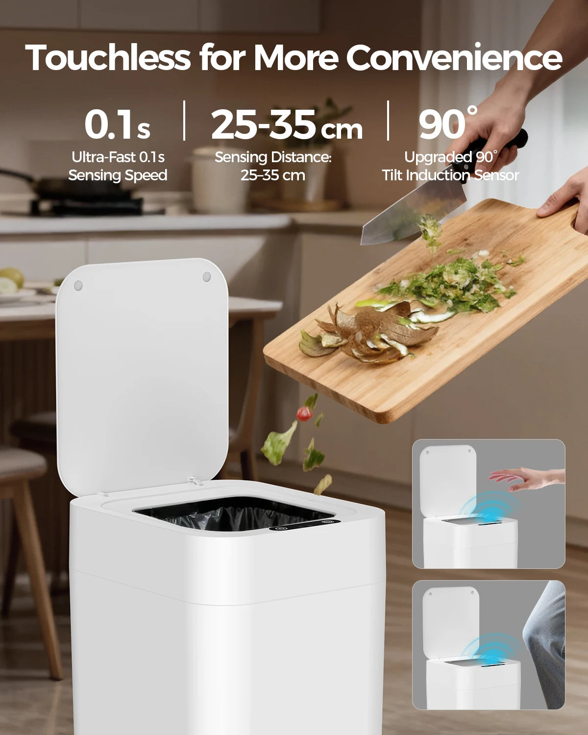 20L/30L Automatic Self Changing Trash Can Self Sealing Self Bagging Motion Sensor Touchless Smart Garbage Can with Lid for Kitchen Bathroom Bedroom Office Odor-Sealing Design