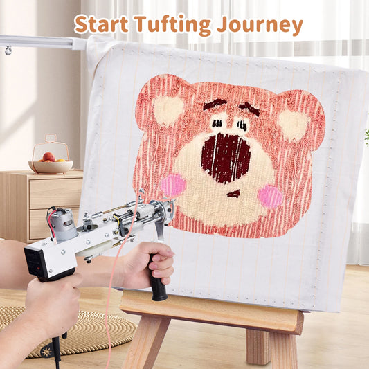 Complete Rug Tufting Kit for Adults Beginners, 2 in 1 Cut & Loop Pile Carpet Tufting Gun Kit with Carpet Trimmer, Electric Rug Maker Machine and Frame, Full DIY Rug Making Supplies Set for Home Decor Craft