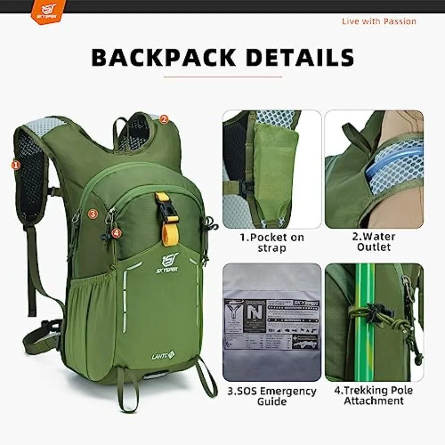 Hiking Daypack Lightweight Water Resistant Backpack For Women Men
