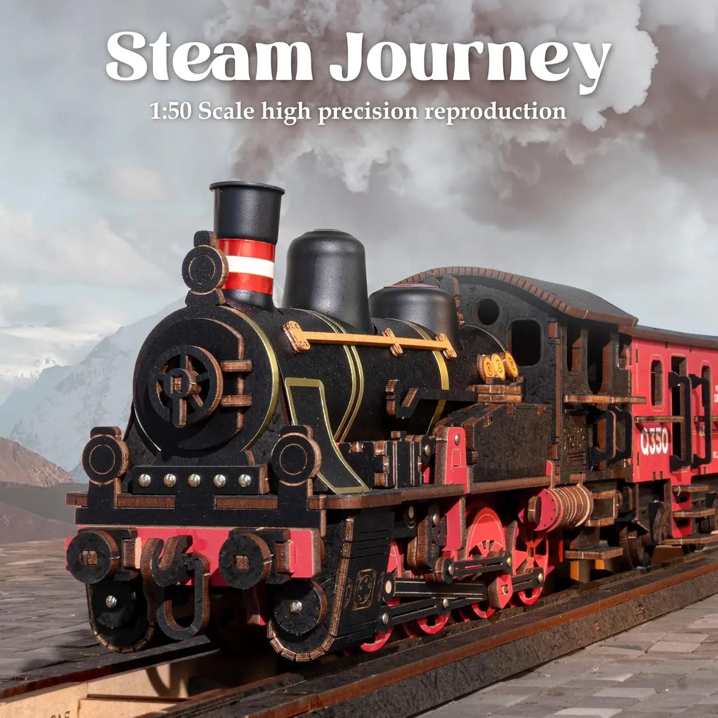 Rolife Steam Journey 3D Wooden Puzzle Mechanical Vehicle Kit