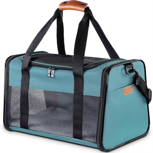 Portable Foldable Cat Carrier, Soft-Sided Pet Bag for Dogs & Cats up to 22 lbs, Airline Approved Travel Puppy Carrier with Two