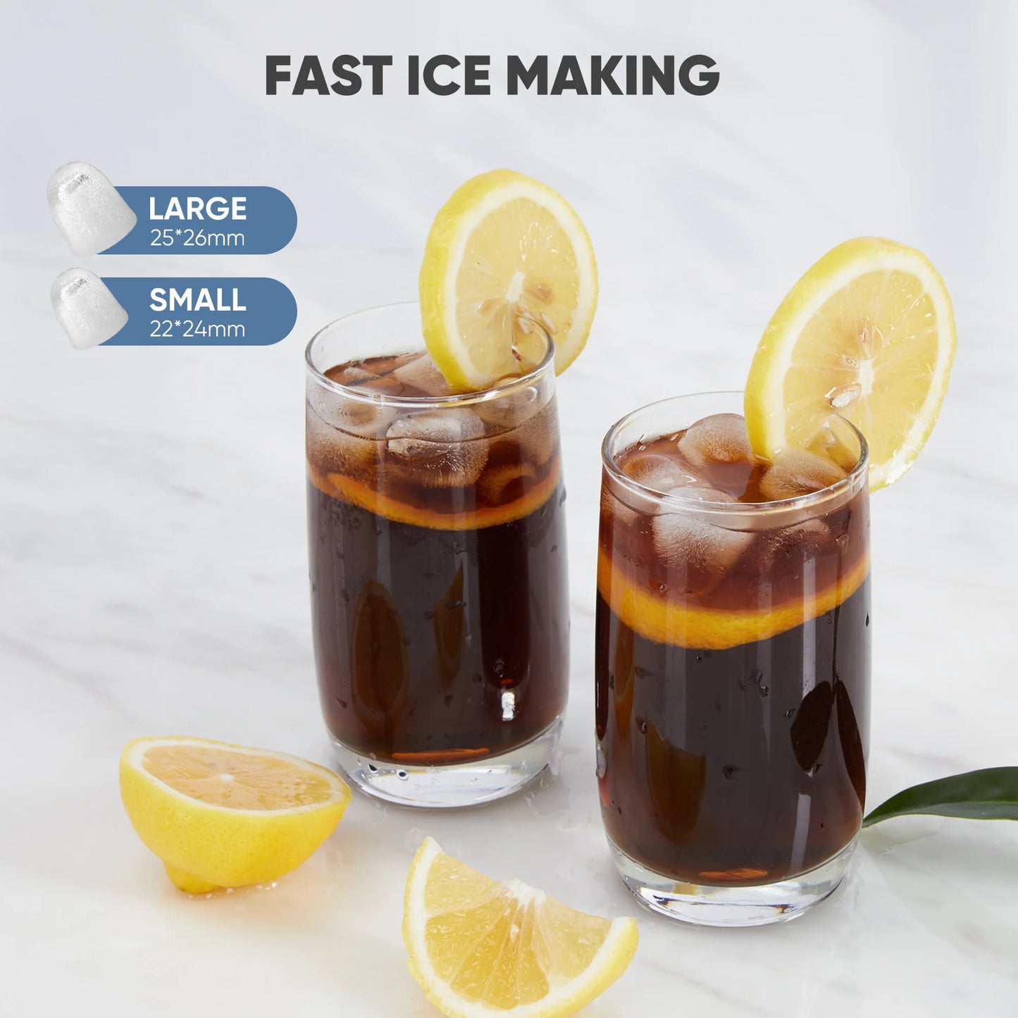 JHK Portable Ice Maker Countertop Bullet Ice 9 Cubes