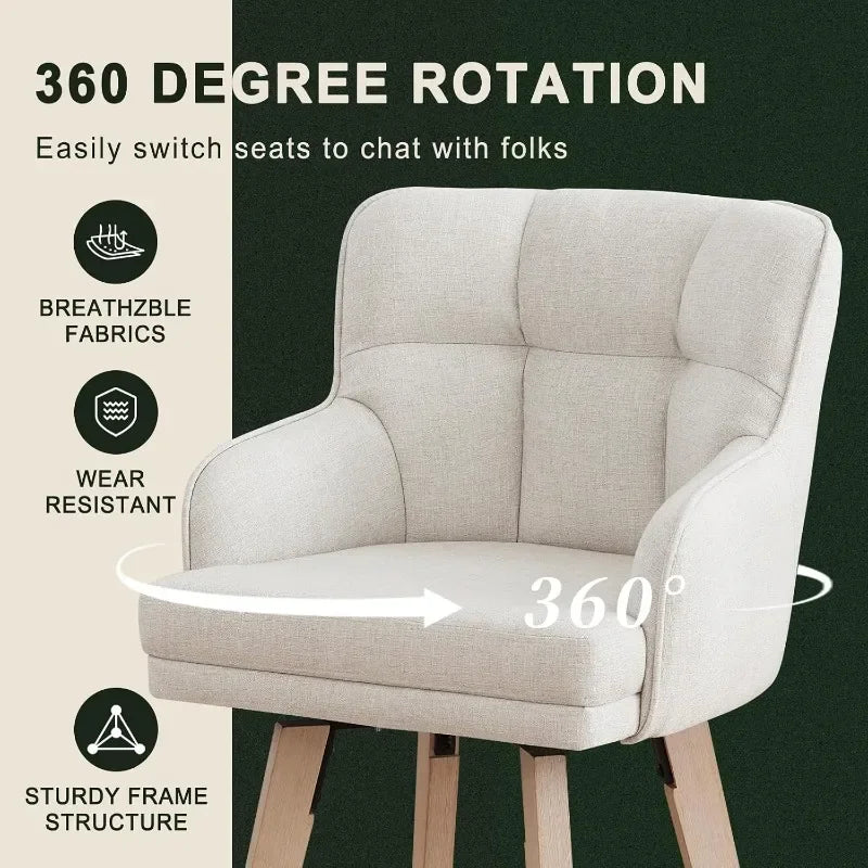 SAECKBERG 360 Degree Fabric Counter Height Swivel Bar Stools