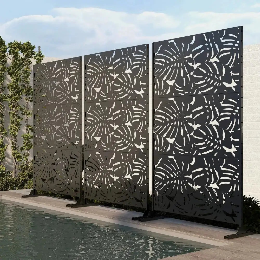 Factory Custom Privacy Garden Fencing Guardrail Trellis Aluminum Alloy Galvanized Steel Laser Cutting Art Fence Panel Durable