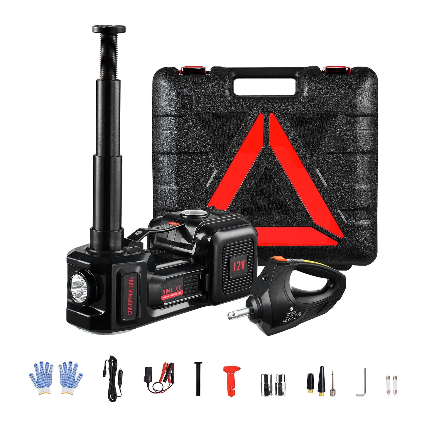 VEVOR Electric Car Jack 12V With Impact Wrench And LED Light