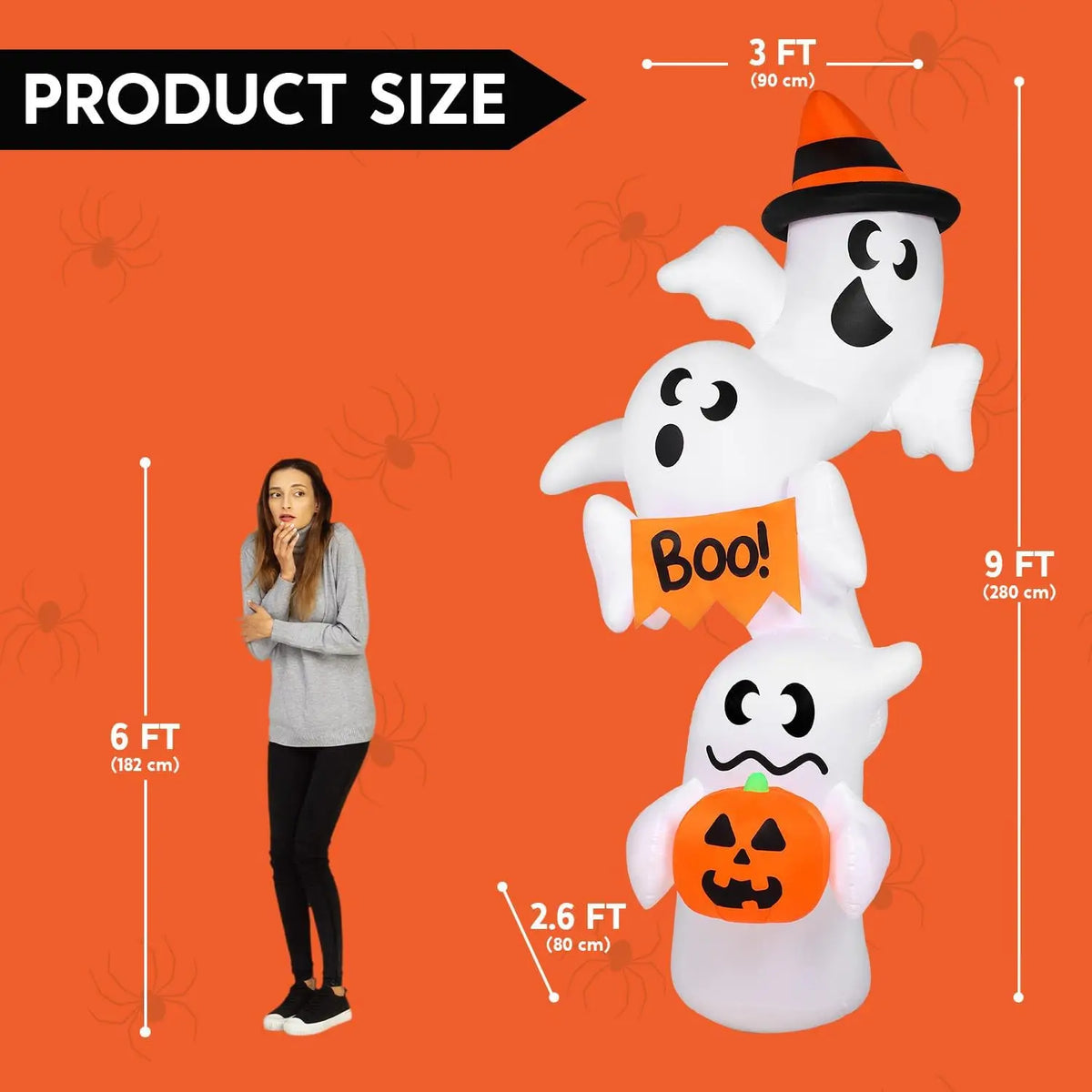 Joyfy Halloween Ghost Inflatable Outdoor Decoration With LED Lights