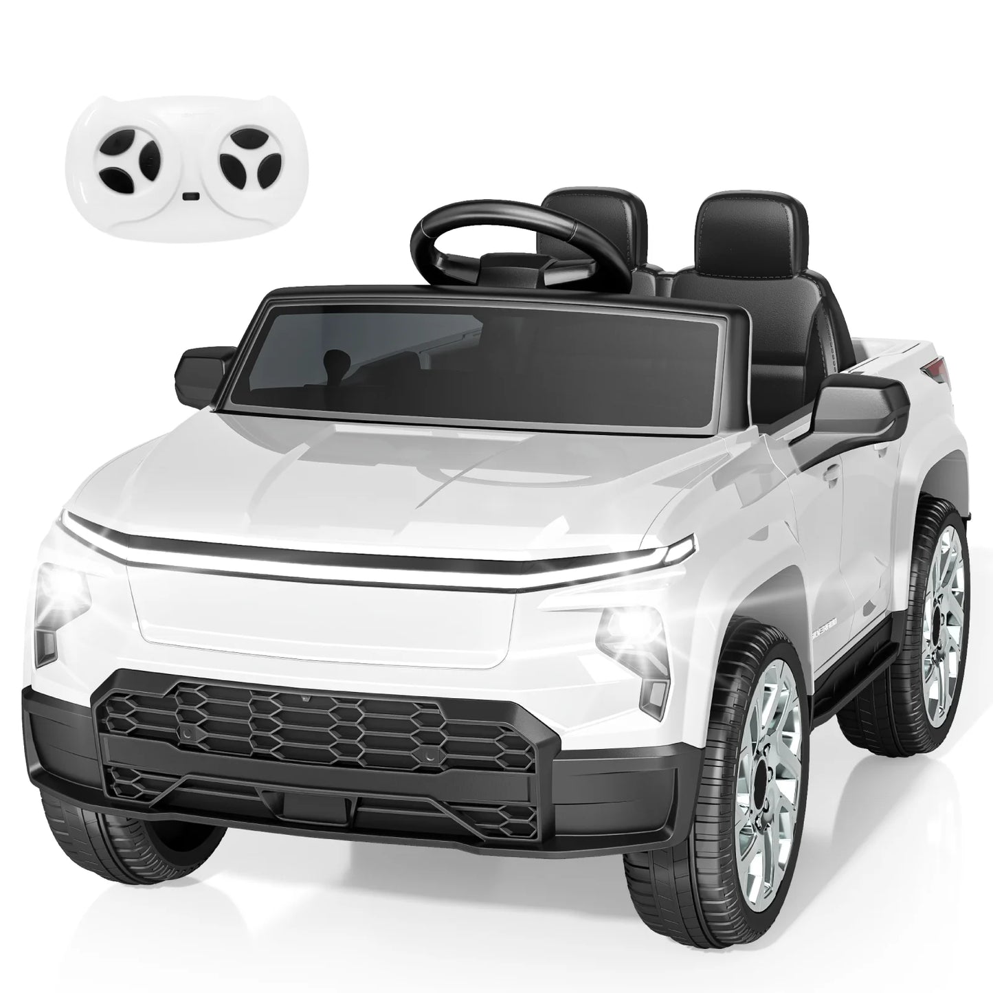 24V Ride-On Toys, Licensed Chevrolet Silverado LT Trail Boss Ride-On Truck, 2-Seater Electric Car for Kids with Remote Control, Safety Belt, Truck Bed Storage, LED Lights & Music