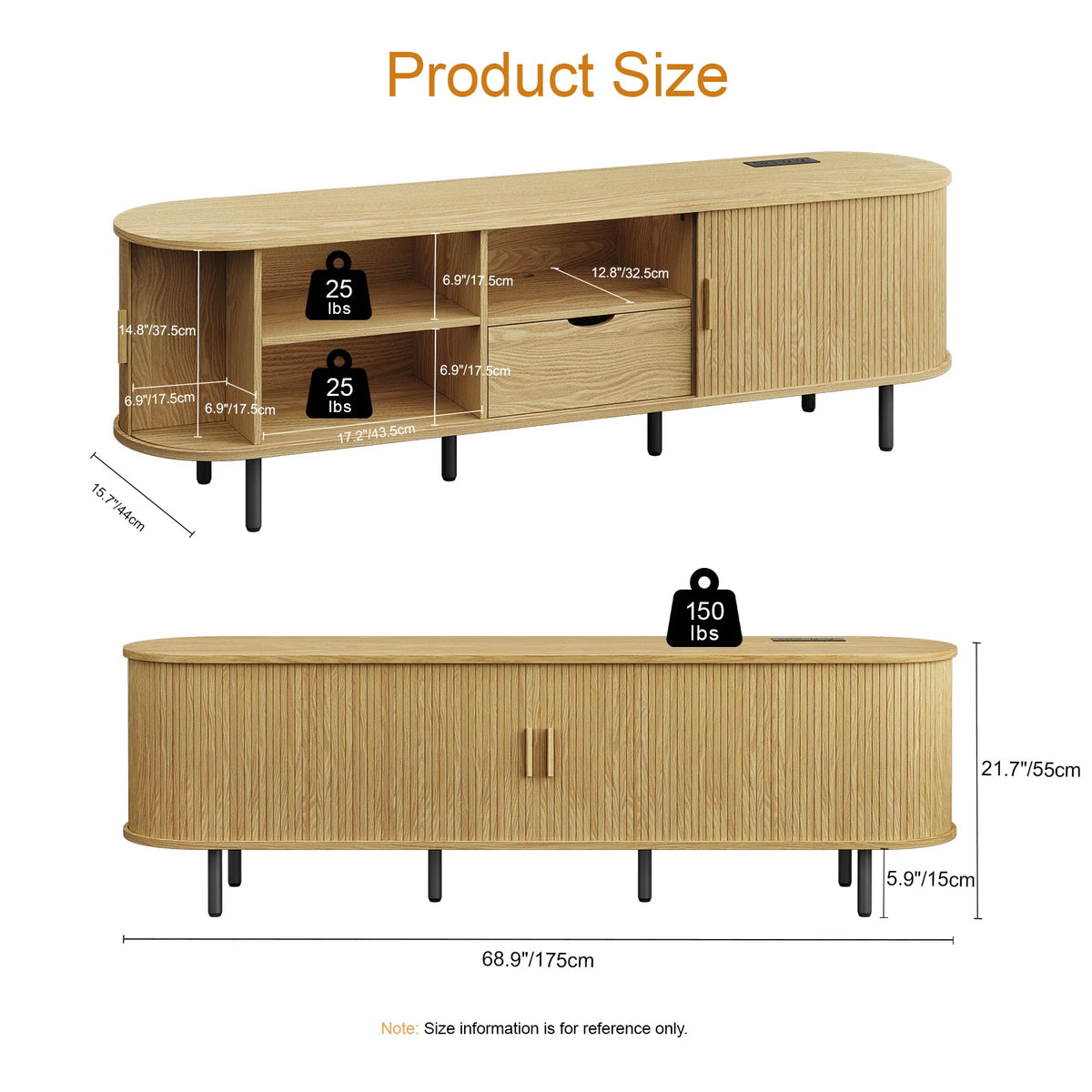 ONBRILL Modern TV Stand With Power Outlet Storage And Drawer
