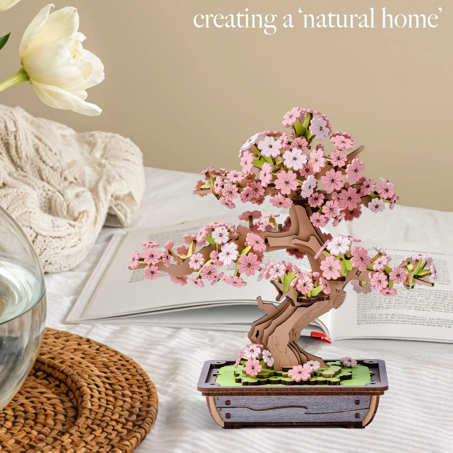Rolife Sakura Bonsai 3D Puzzle Wood Kit For Home Decor