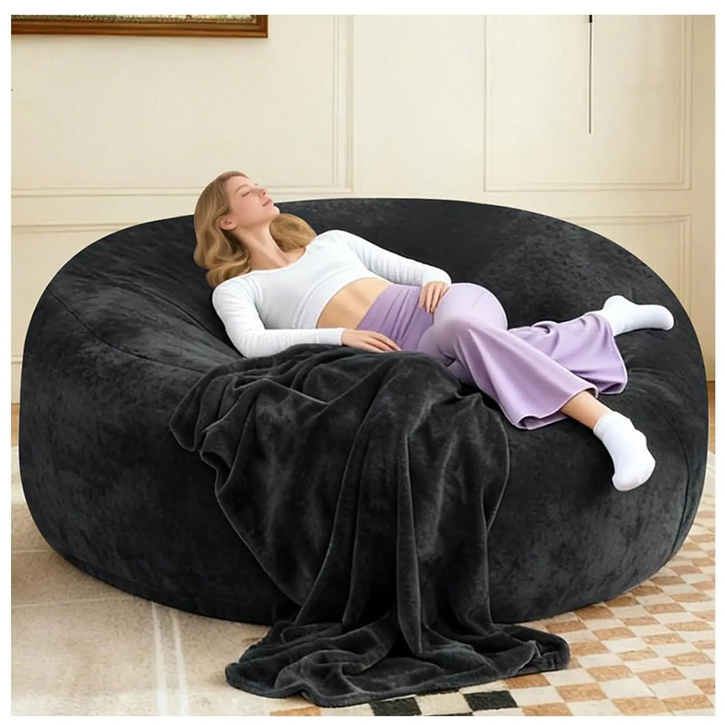 Memory Foam Bean Bag Chair Synthetic Leather Lounge Seating