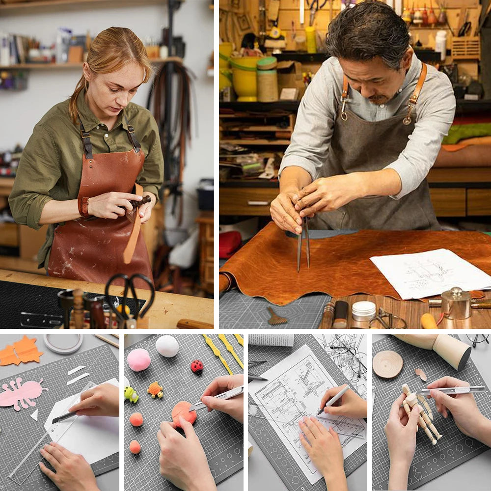 Sewing & Cutting Mat, 60x90cm or 60x120cm Rotatable Cutting Pad, Double-Sided Design Engraved Pad for Sewing, Leather, Fabric