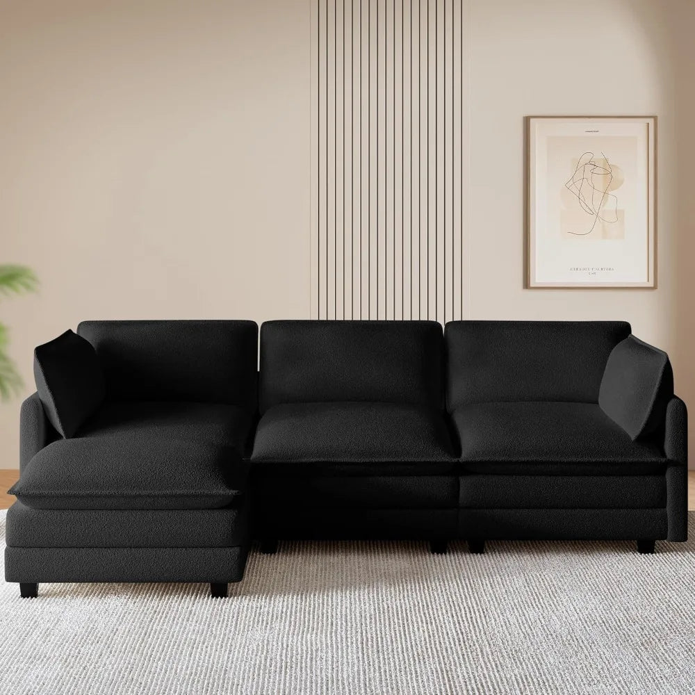 Modern Modular Cloud Sectional Sofa With Movable Ottoman
