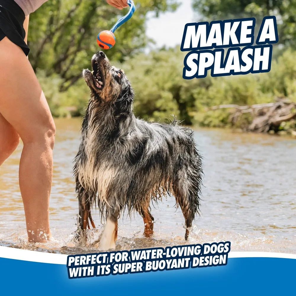 Large Dog Tug Toy with Ball and Pull Strap Interactive Chew Toy for Aggressive Chewers Medium Big Breed Dogs 60 100 lbs Tough Durable Rubber Ball for Tug of War Fetch Outdoor Play Teeth Cleaning