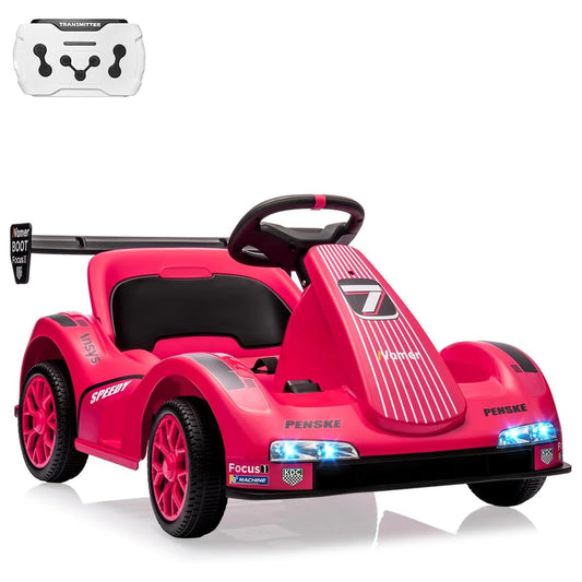 Kids Go Kart, Electric Ride On Drift Kart with Dual Motors,LED Lights, Safety Belt,Battery Powered Outdoor Ride On Racing Toy