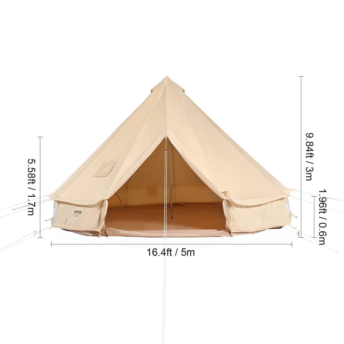 SucceBuy Canvas Bell Tent for Four Season Camping With Stove Jack