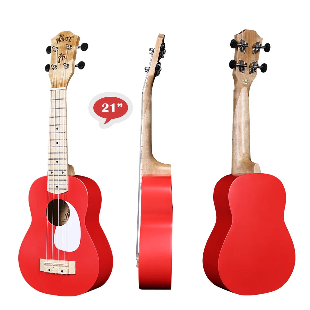 21 Inch Macaron Color Ukulele for Beginners, Full Starter Kit with Matte Finish, with Free Online Lessons
