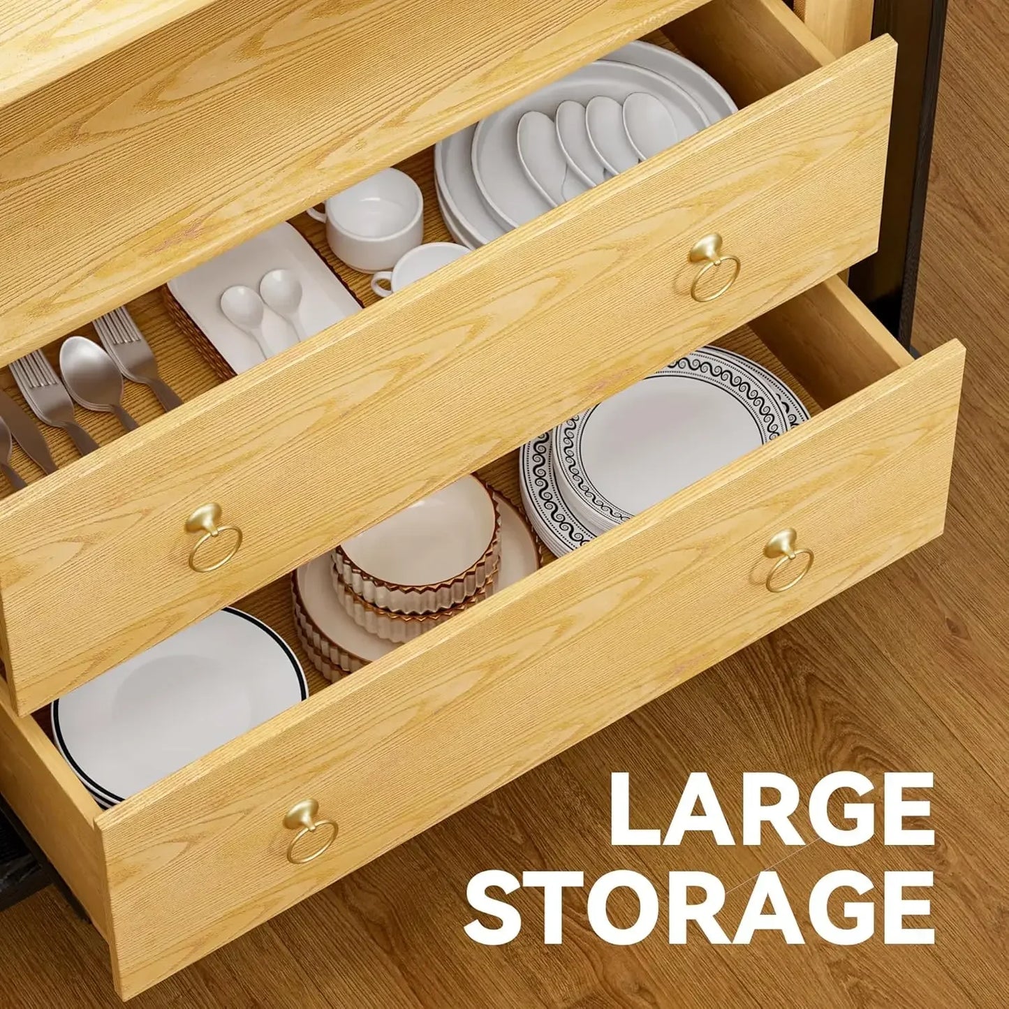 Modern Arched Storage Cabinet With Glass Doors And Drawers