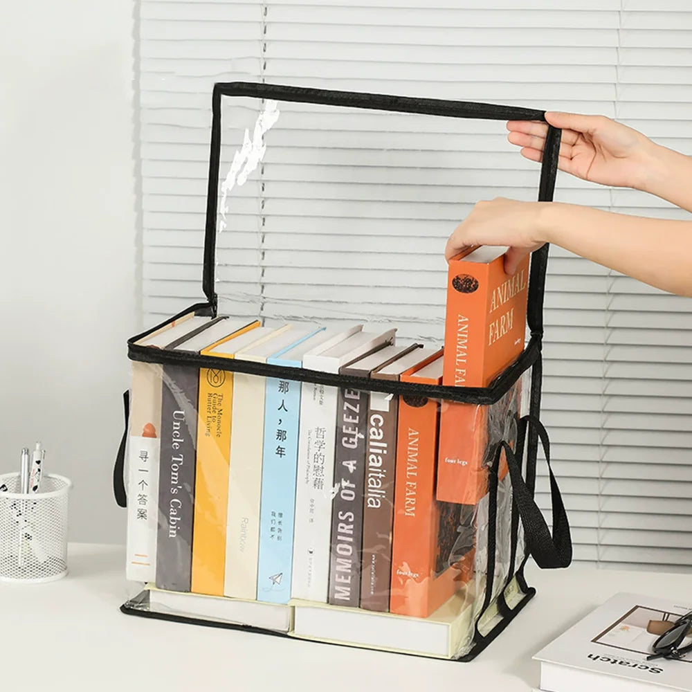 Foldable Transparent Storage Organizer Box With Handle For Books Toys