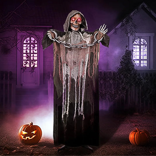 Joyfy Animated Halloween Grim Reaper Outdoor Sound Activated Decoration