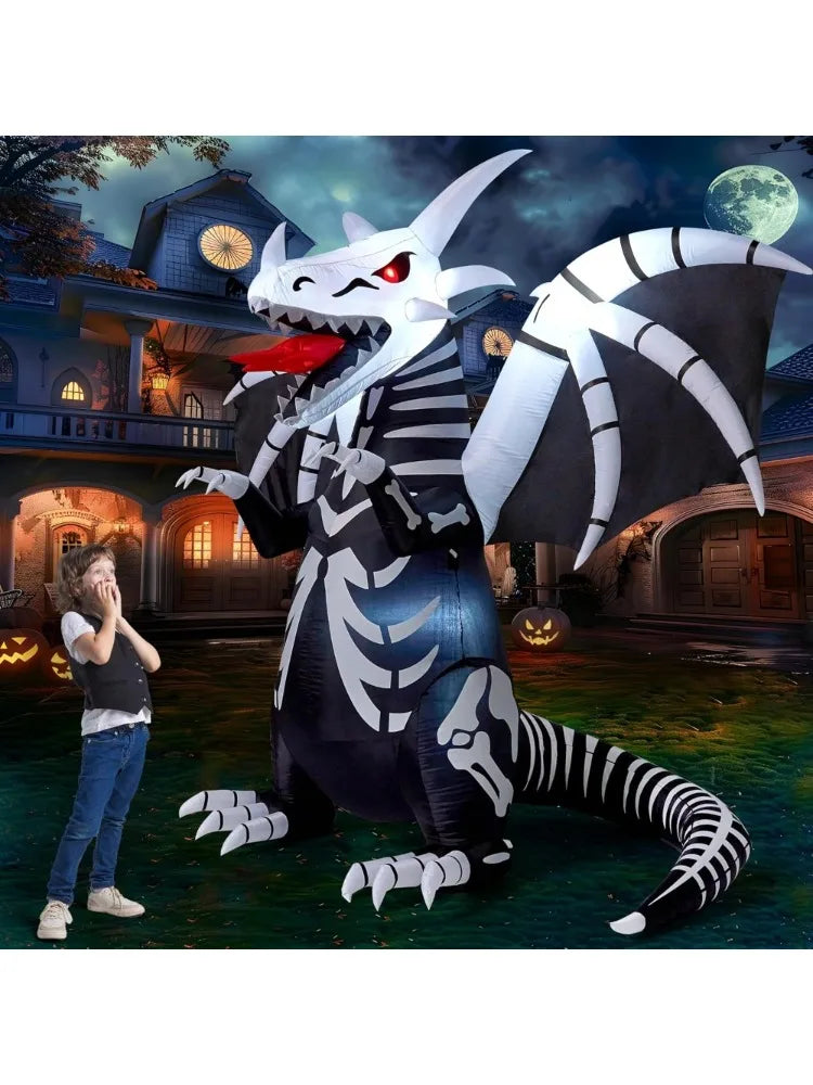 Joyfy Skeleton Dragon Halloween Outdoor Inflatable LED Decoration