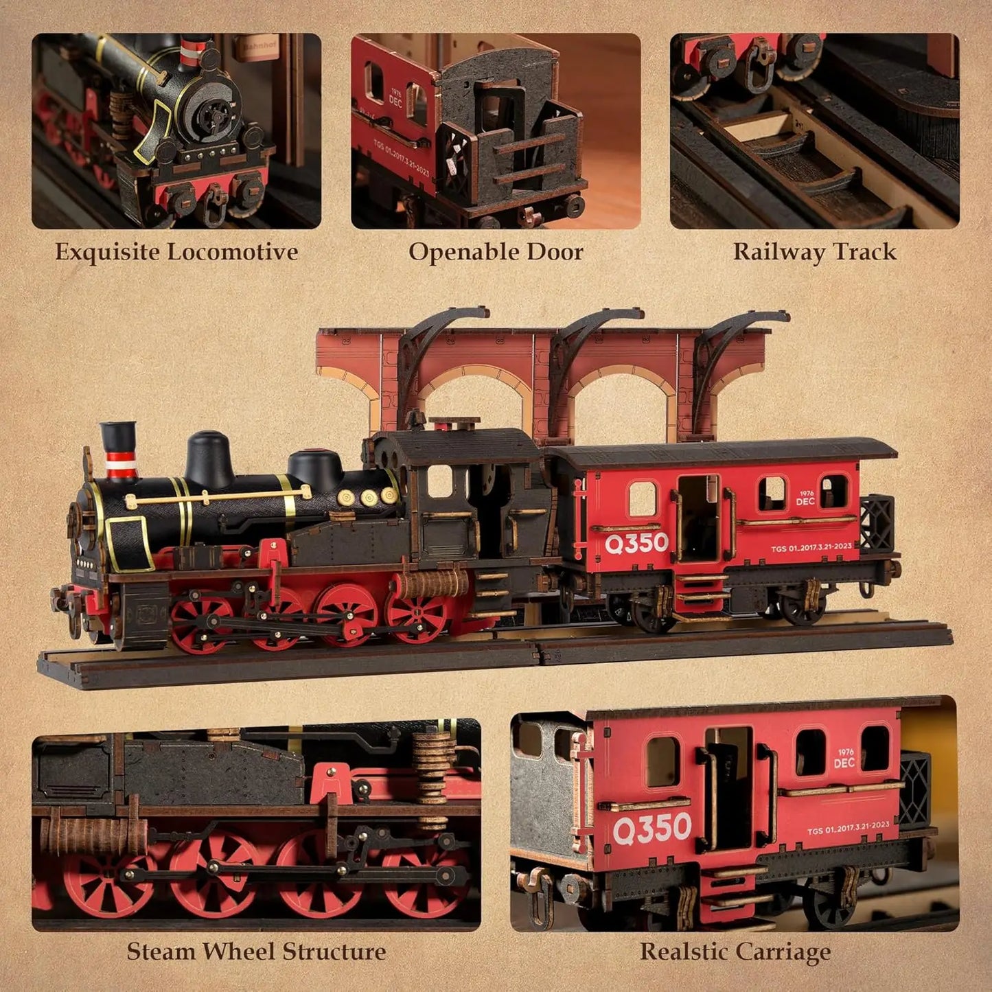 Rolife Steam Journey 3D Wooden Puzzle Mechanical Vehicle Kit