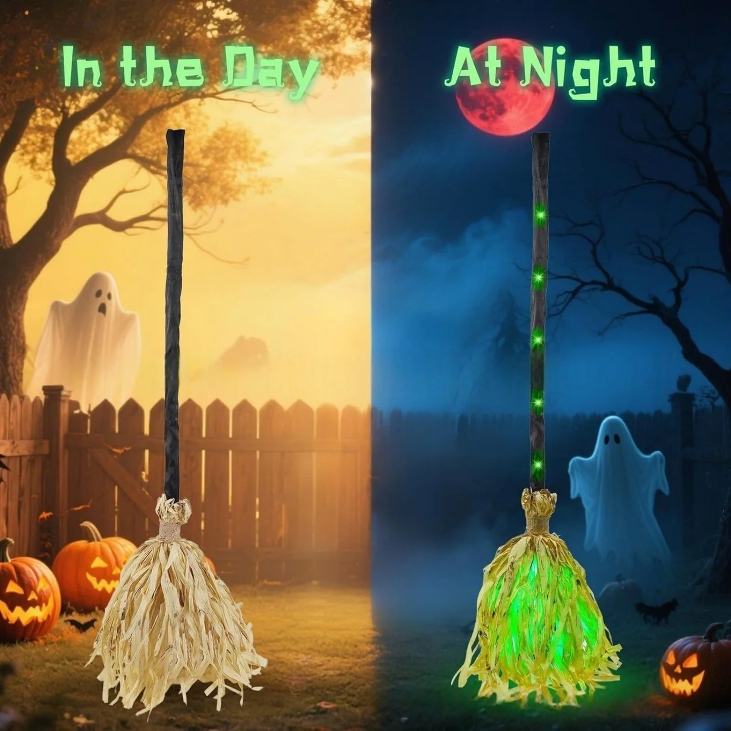 Halloween Magic Witch Broomstick,Animated Dancing Glowing Witch Broomstick With Weird Sounds Fun Halloween Party Prop
