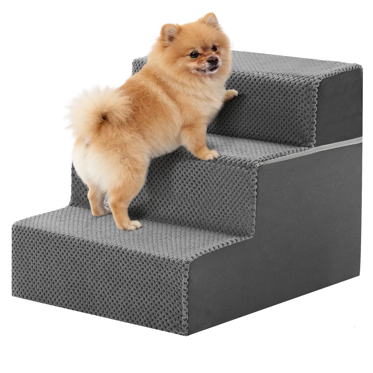 JHK 3-5 Step Angled Foam Dog Stairs For Small Dogs