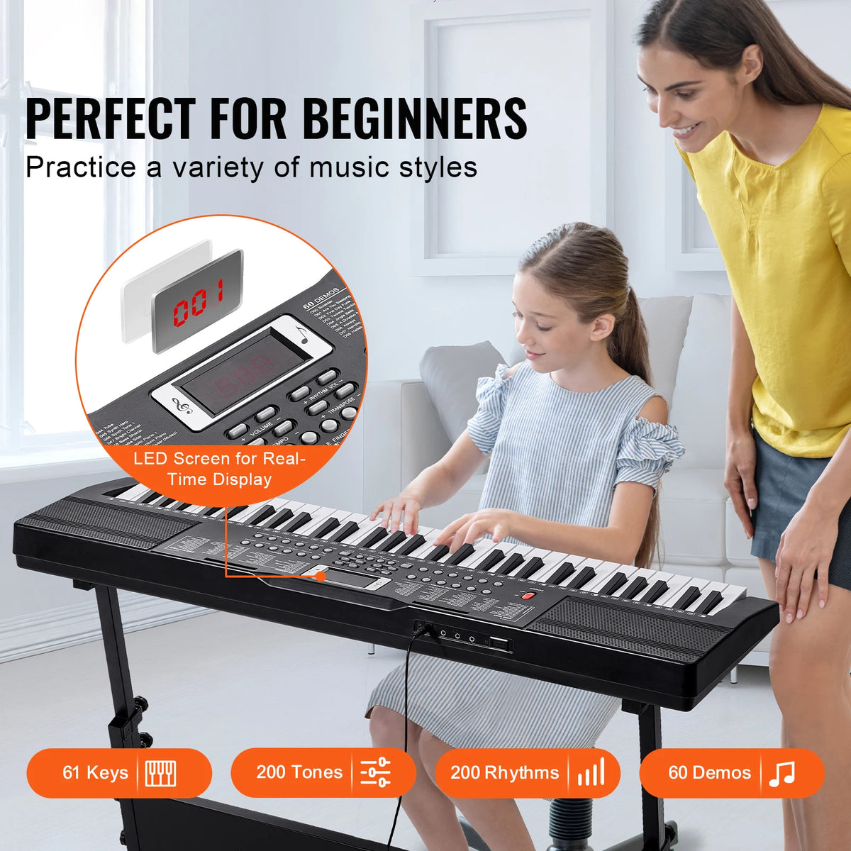 SucceBuy Portable Digital Piano With Multiple Tones And Rhythms