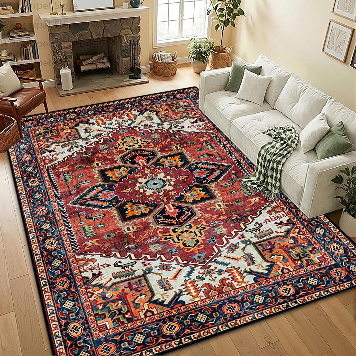 Premium Anti Slip Bohemian Retro Geometric Floor Rug