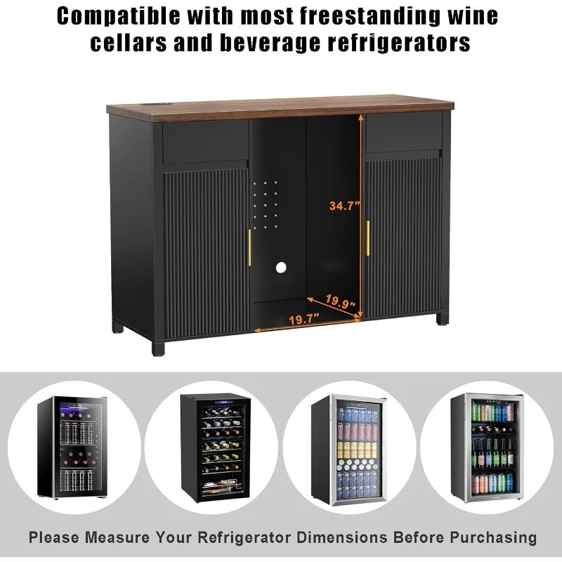 GDLF Coffee Bar Cabinet With Fridge Space And Wine Storage