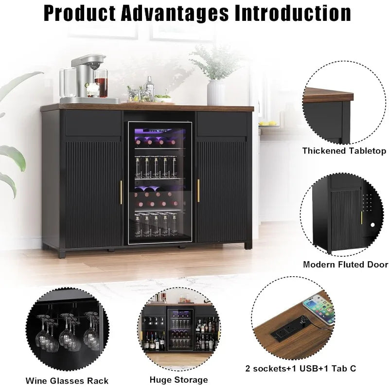 GDLF Coffee Bar Cabinet With Fridge Space And Wine Storage
