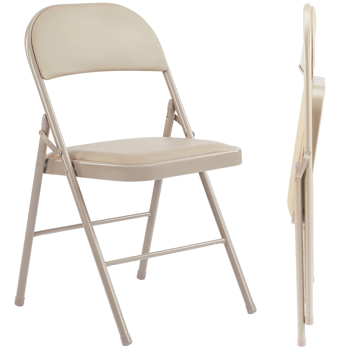 JHK Leather Padded Folding Chairs 2 Pack For Home Office