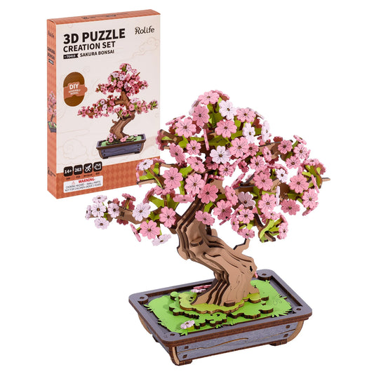 Rolife Sakura Bonsai 3D Puzzle Wood Kit For Home Decor