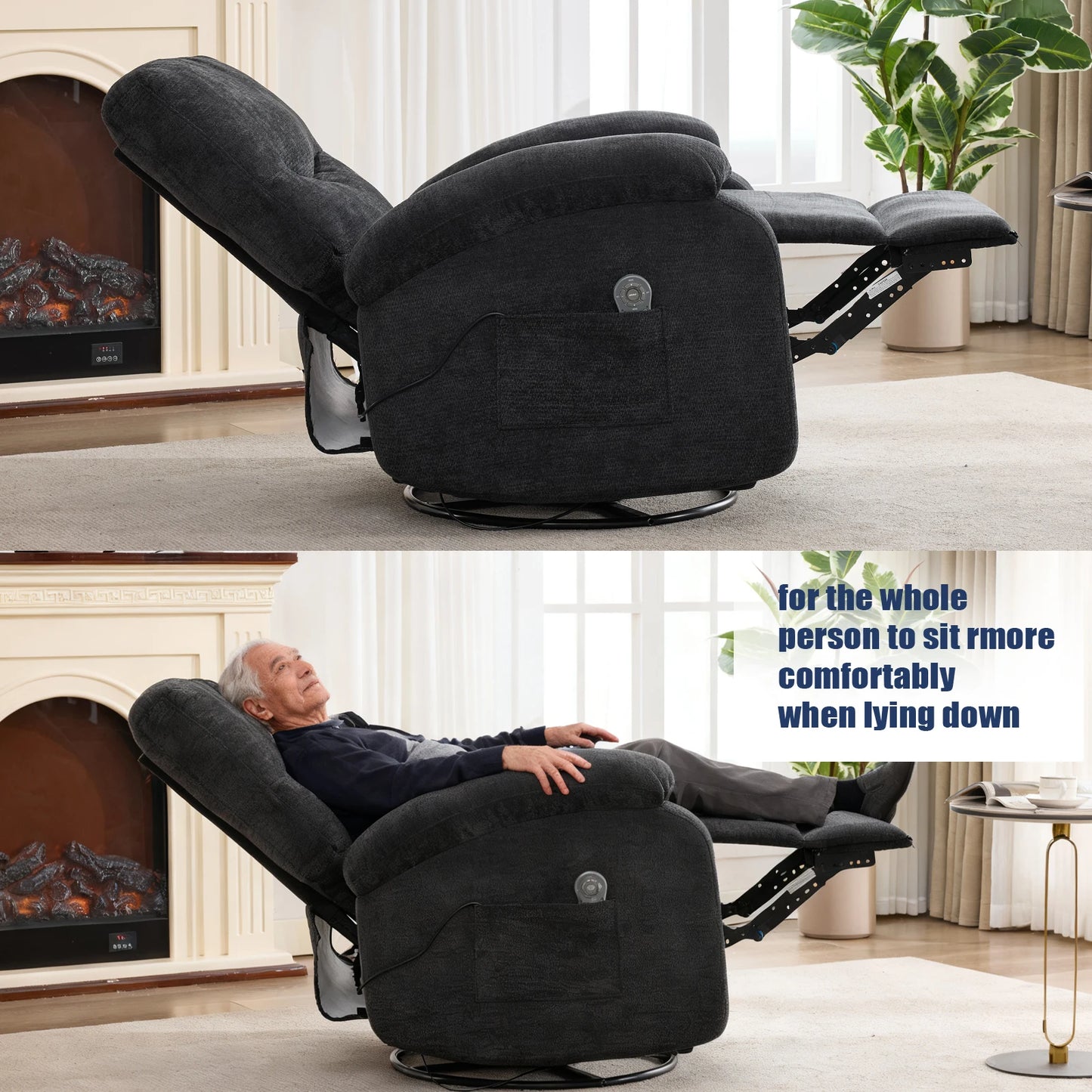 Power Lift Recliner Chair Massage Chair 360 Swivel Rocker Chair for Adults, 8 Vibrating Nodes