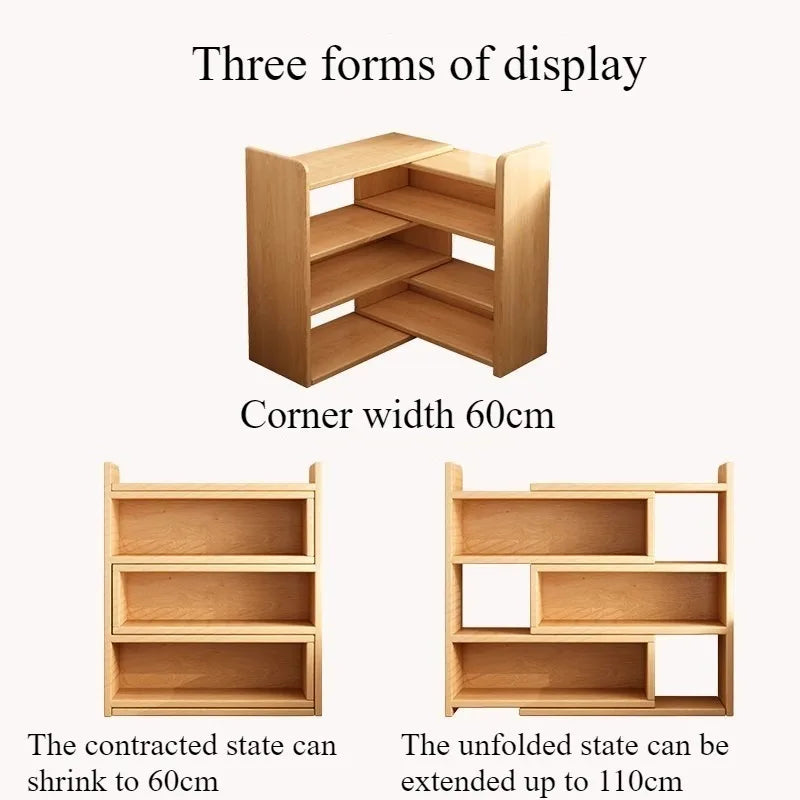 Modern Wooden Corner Bookshelf With Multilayer Storage Design