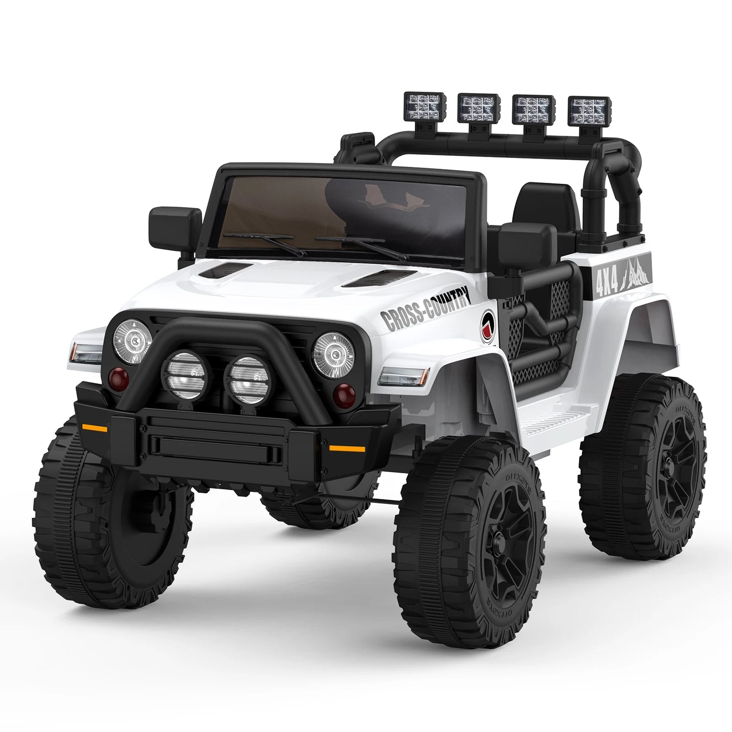12V 2 Seater Kids Ride On Truck With Parent Remote Control, Electric Car With 2 Speeds, LED Lights, Bluetooth, USB, MP3, Lockable Doors
