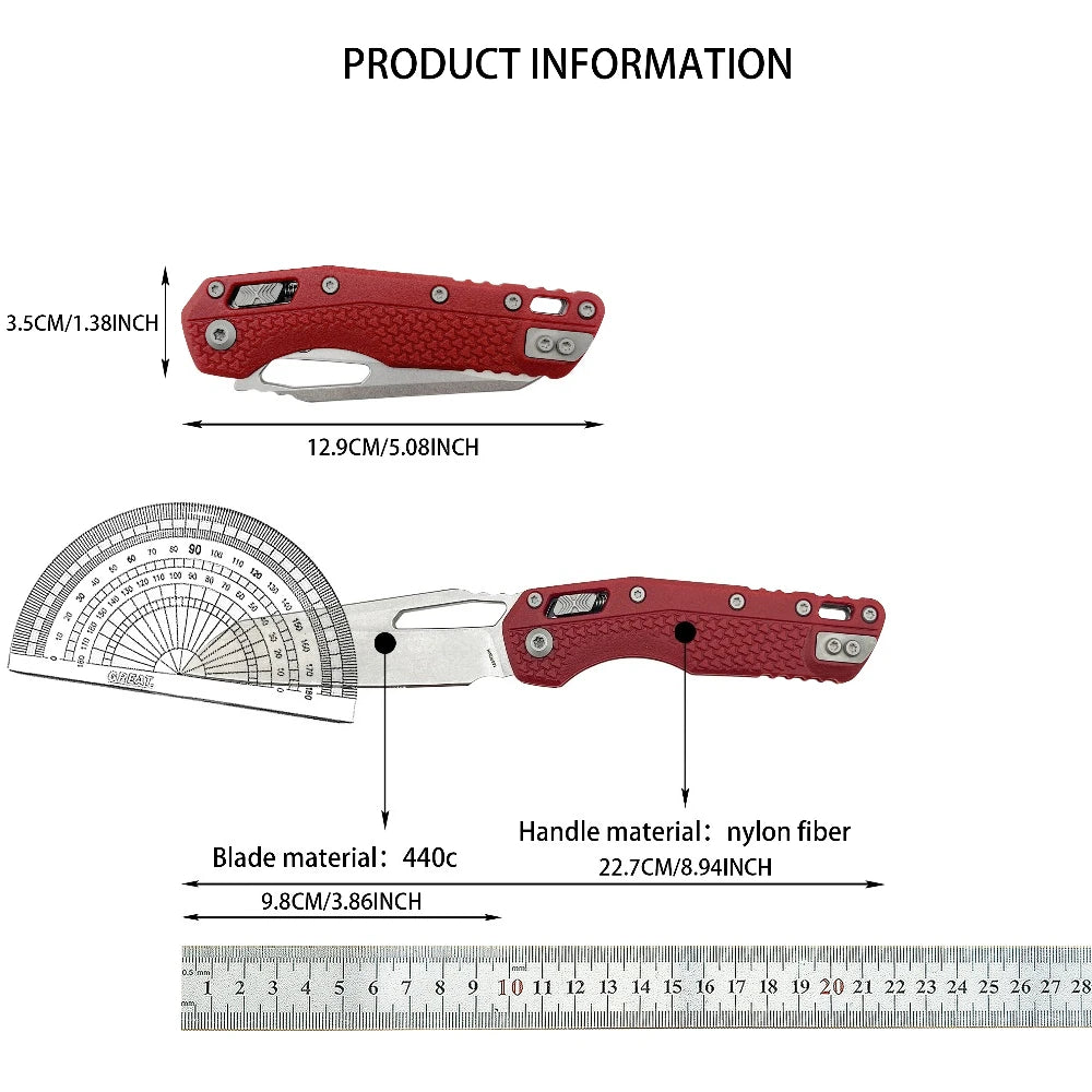 MSl-1 Outdoor Folding Pocket Knife 440C Tanto Blade Nylon Fiber Non-slip Handle Practical Camping EDC Tool, Gift for Outdoor