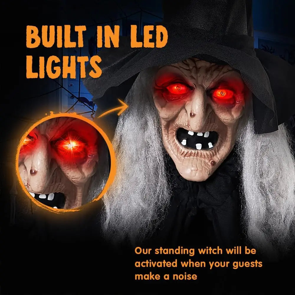 Joyfy Animatronic Witch Halloween Outdoor Decor With Light And Sound