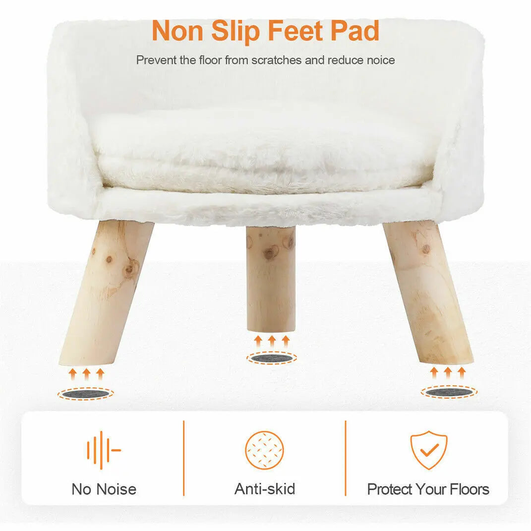 Luxury Soft Cat Bed Warm Plush Fabric Pet Nesting Chair Bed Washable Couch Wood Legs with Cushion Pad  for Small Pets