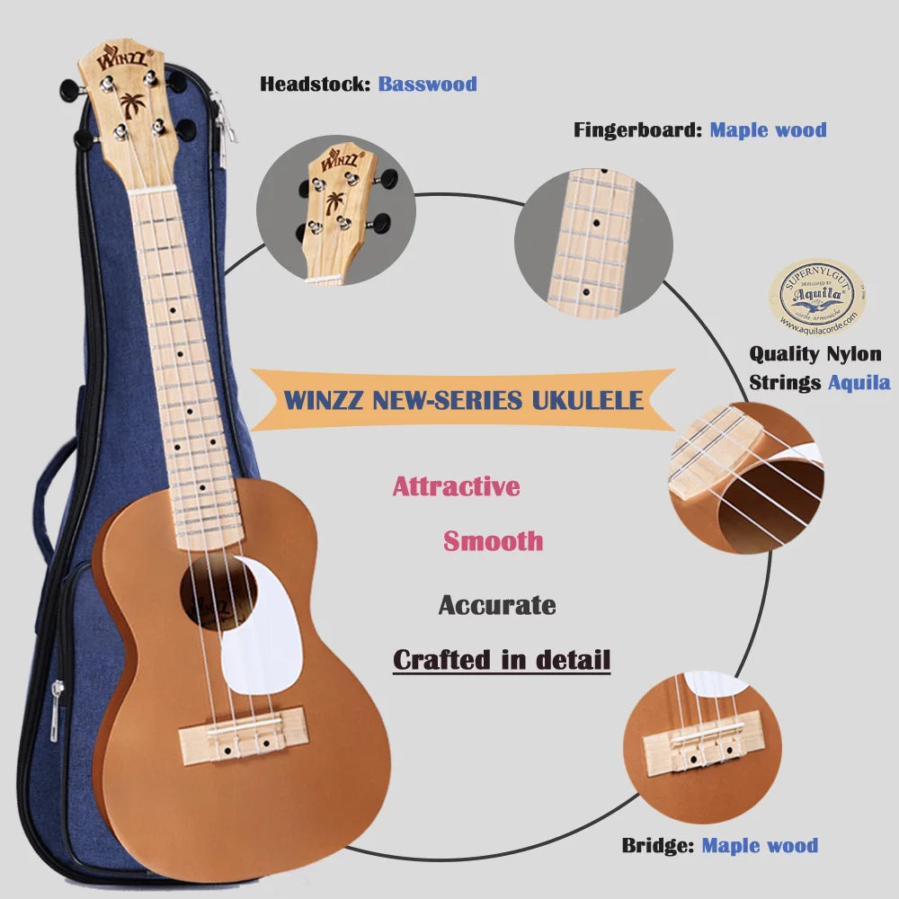 21 Inch Macaron Color Ukulele for Beginners, Full Starter Kit with Matte Finish, with Free Online Lessons