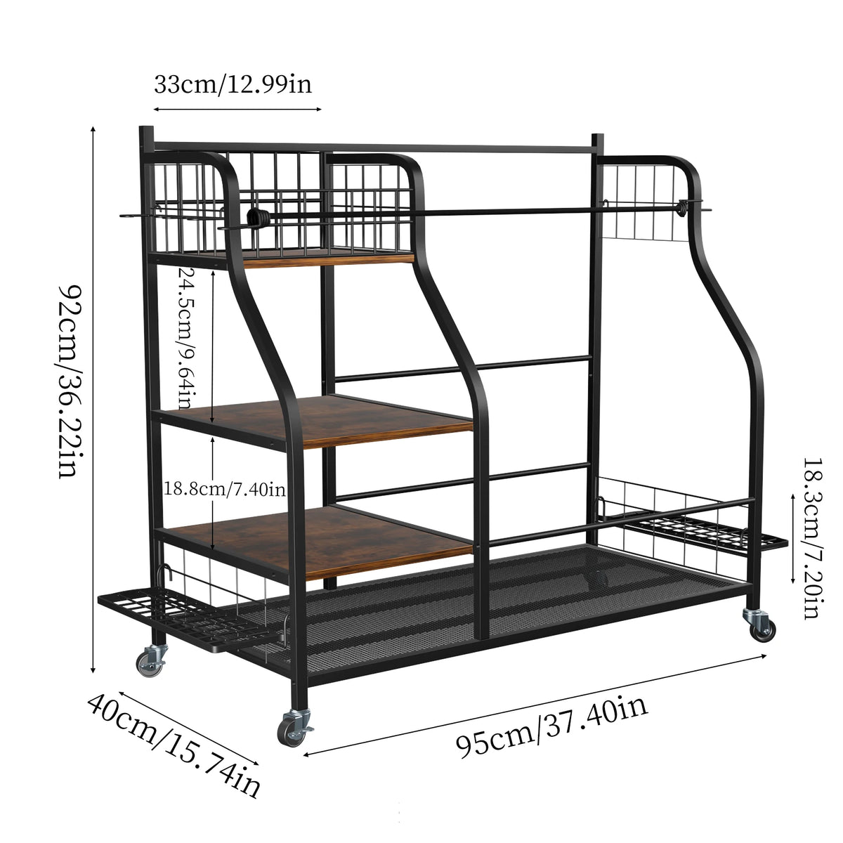Rolling Golf Bag Storage Rack With Wheels And Shelves